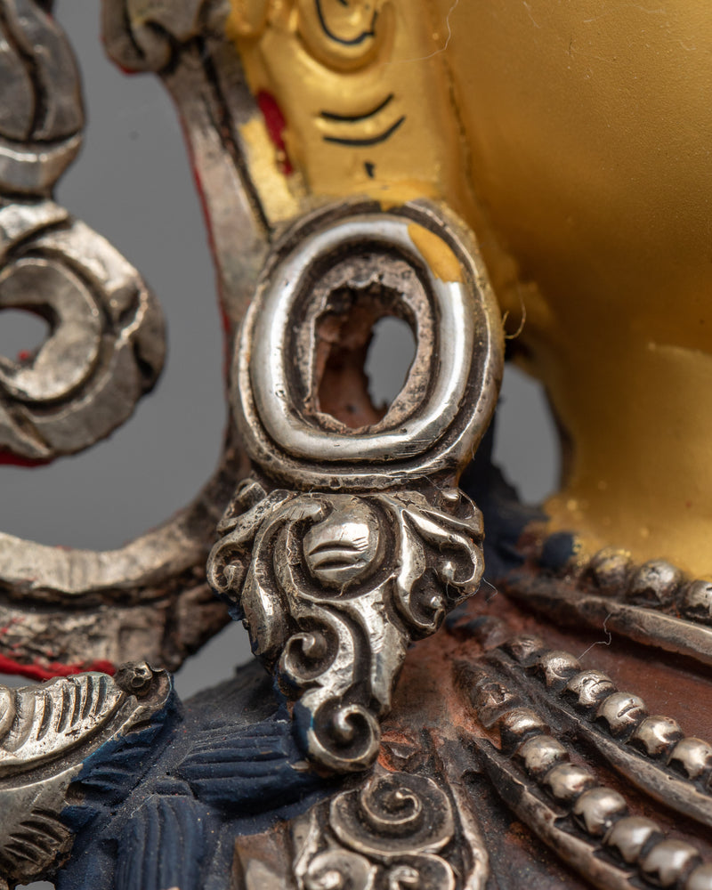 White Tara Spiritual Sculpture with Silver Accents | Beacon of Healing Light