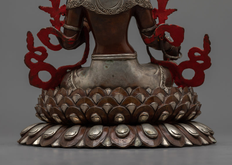 Silver Plated Green Tara Sculpture | Radiance of Compassion