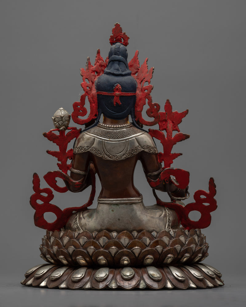 Silver Plated Green Tara Sculpture | Radiance of Compassion