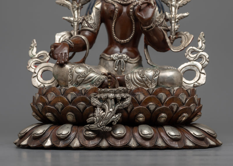 Silver Plated Green Tara Sculpture | Radiance of Compassion