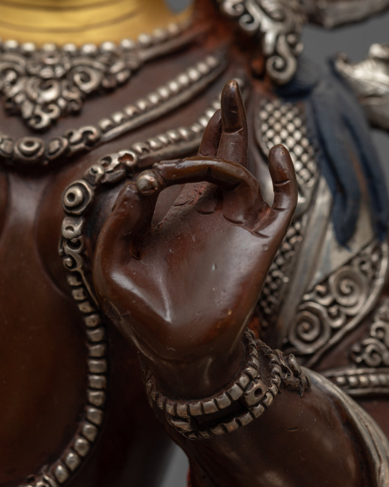 Silver Plated Green Tara Sculpture | Radiance of Compassion