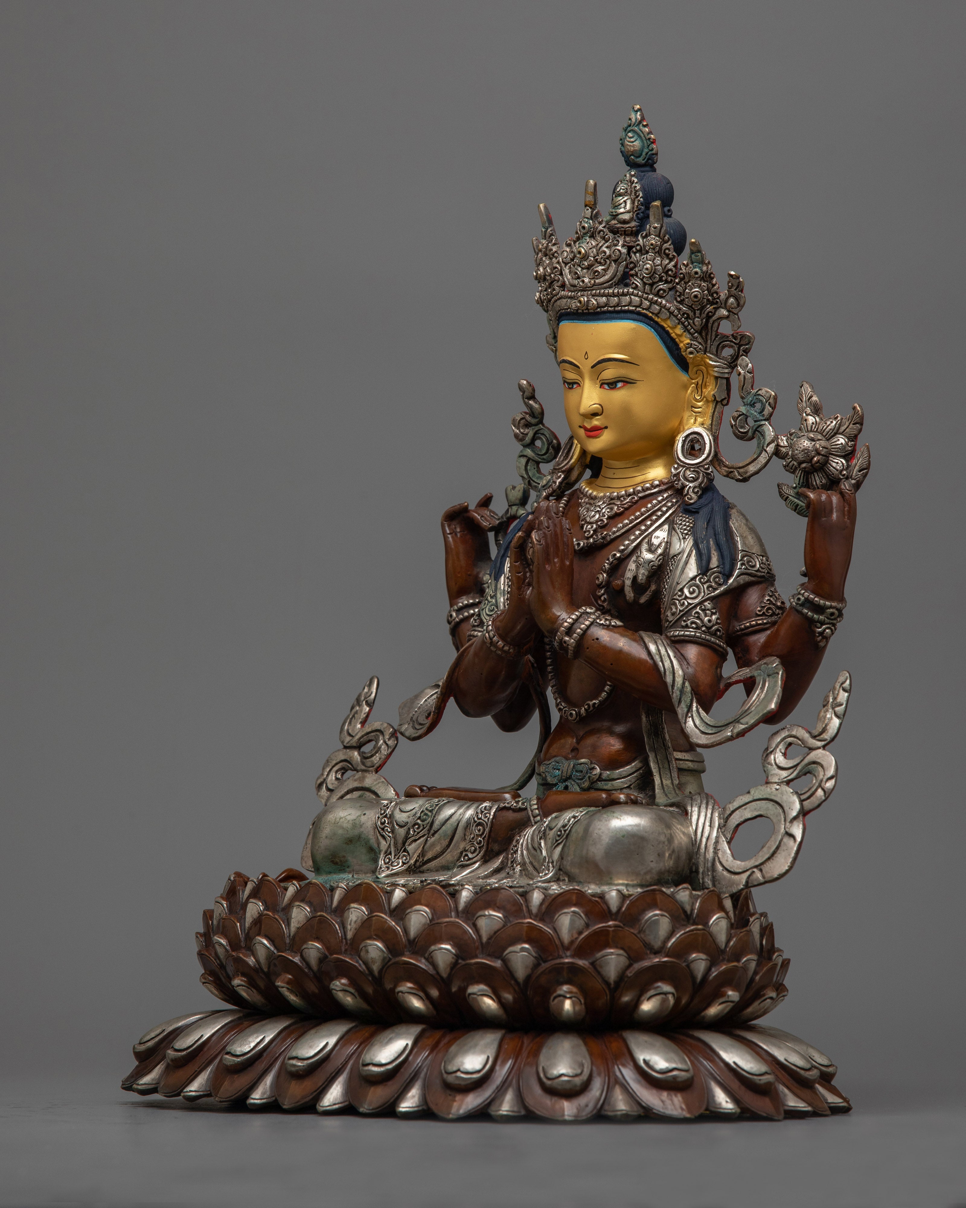 chenrezig-silver-plated-sculpture