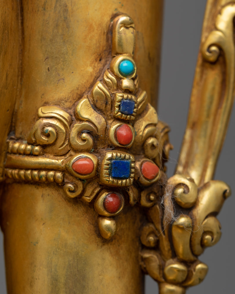 2-Arm Lokeshvara Statue | Essence of Compassion in Gold Gilded Copper