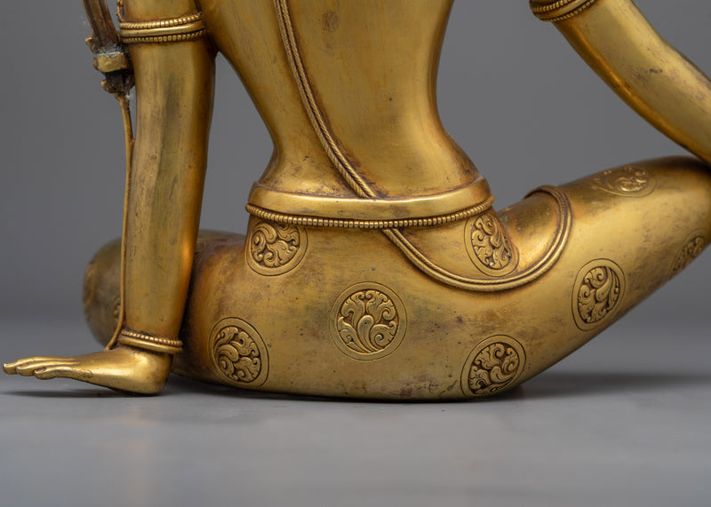 2-Arm Lokeshvara Statue | Essence of Compassion in Gold Gilded Copper