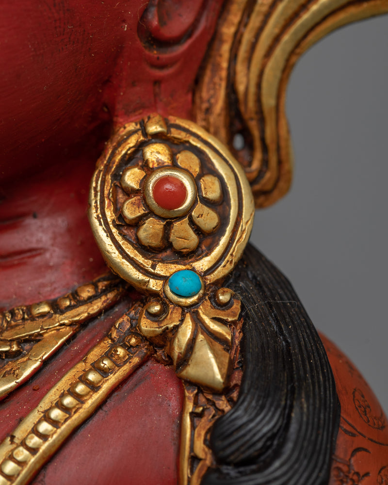 Vivid Amitayus Red Sculpture | Lifespan-Extending Deity in Radiant Detail