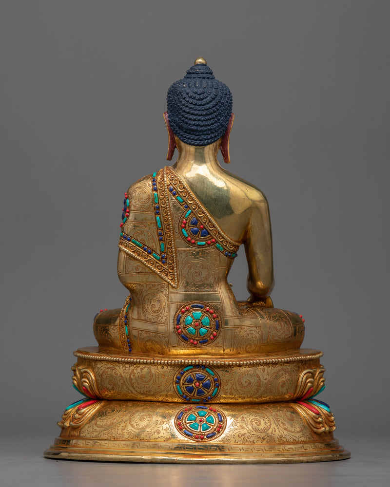 Serene Shakyamuni Buddha Gilt Sculpture | Radiance of Enlightenment