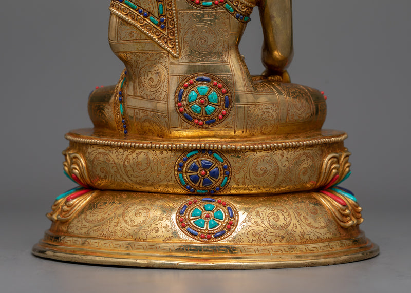 Serene Shakyamuni Buddha Gilt Sculpture | Radiance of Enlightenment