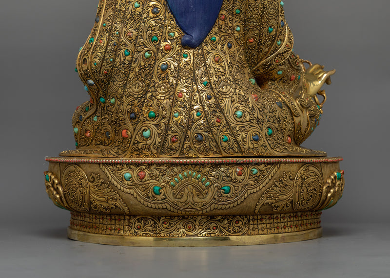 Majestic Guru Rinpoche with Two Consorts Sculpture | Unity of Wisdom and Compassion