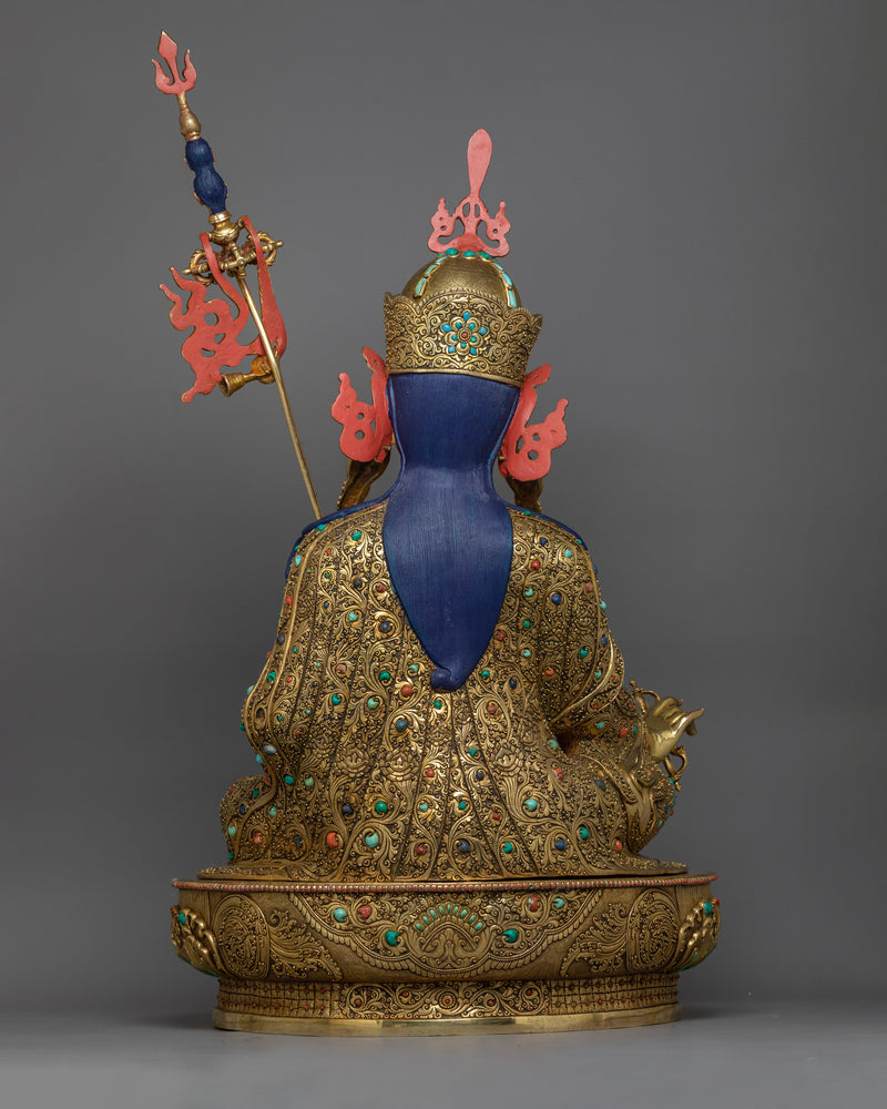 Majestic Guru Rinpoche with Two Consorts Sculpture | Unity of Wisdom and Compassion