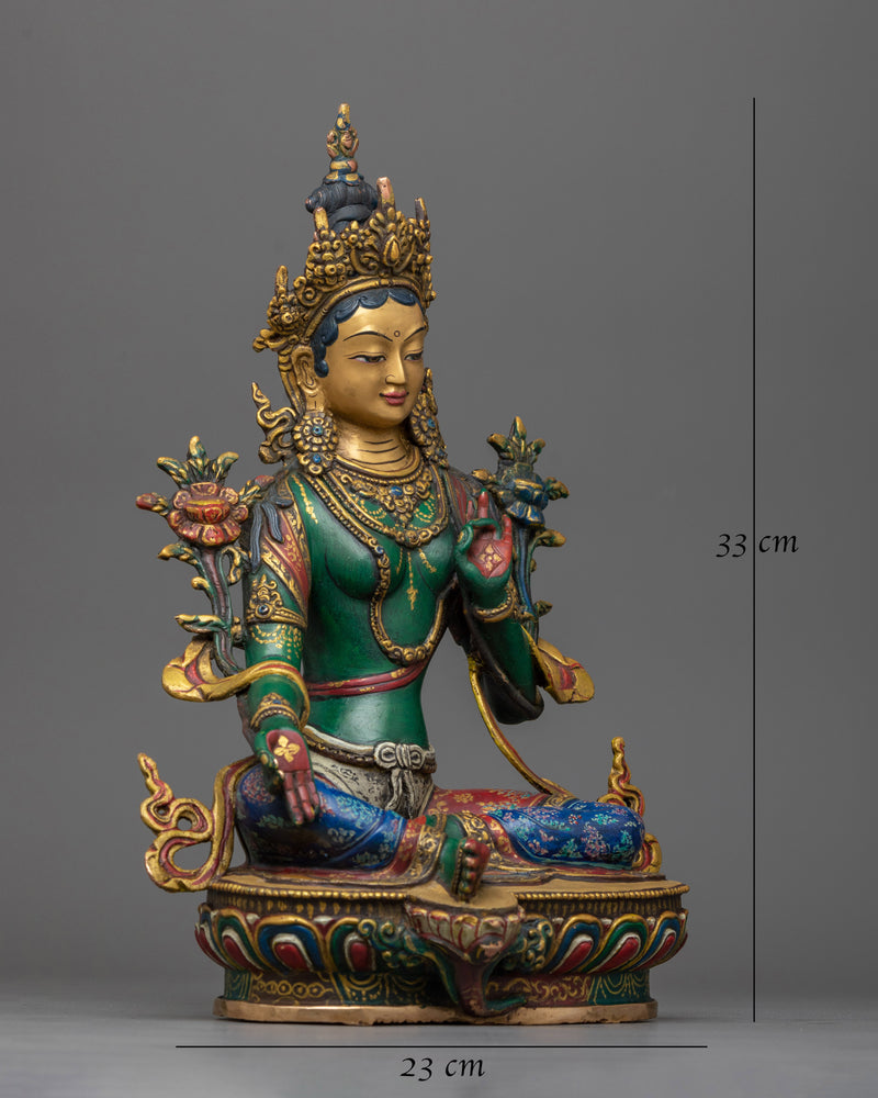 Colorful statue of green tara