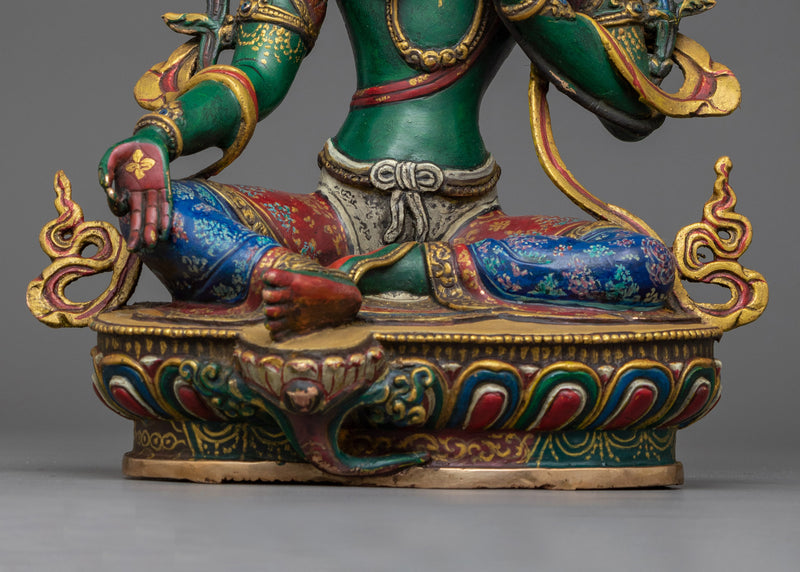 Colorful Green Tara Statue | Radiance of Compassion and Protection
