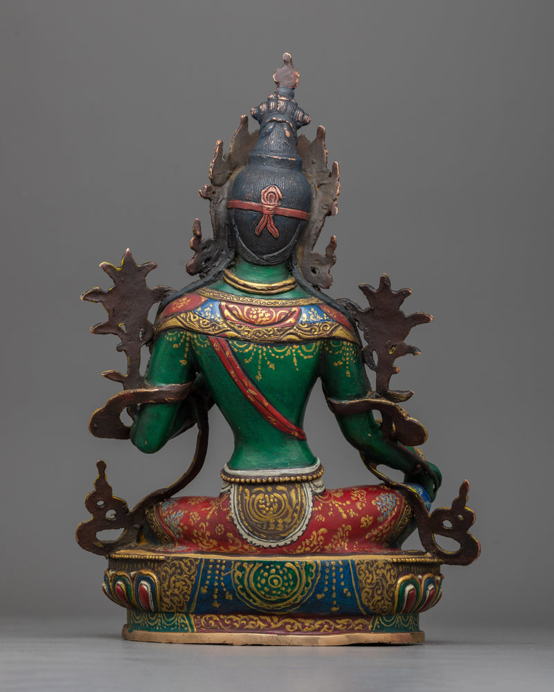 Colorful Green Tara Statue | Radiance of Compassion and Protection