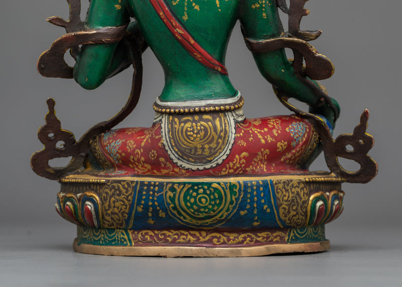 Colorful Green Tara Statue | Radiance of Compassion and Protection