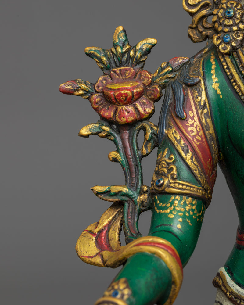 Colorful Green Tara Statue | Radiance of Compassion and Protection
