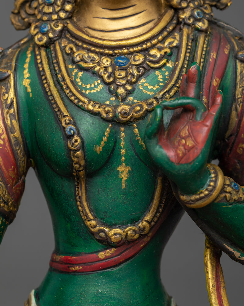 Colorful Green Tara Statue | Radiance of Compassion and Protection