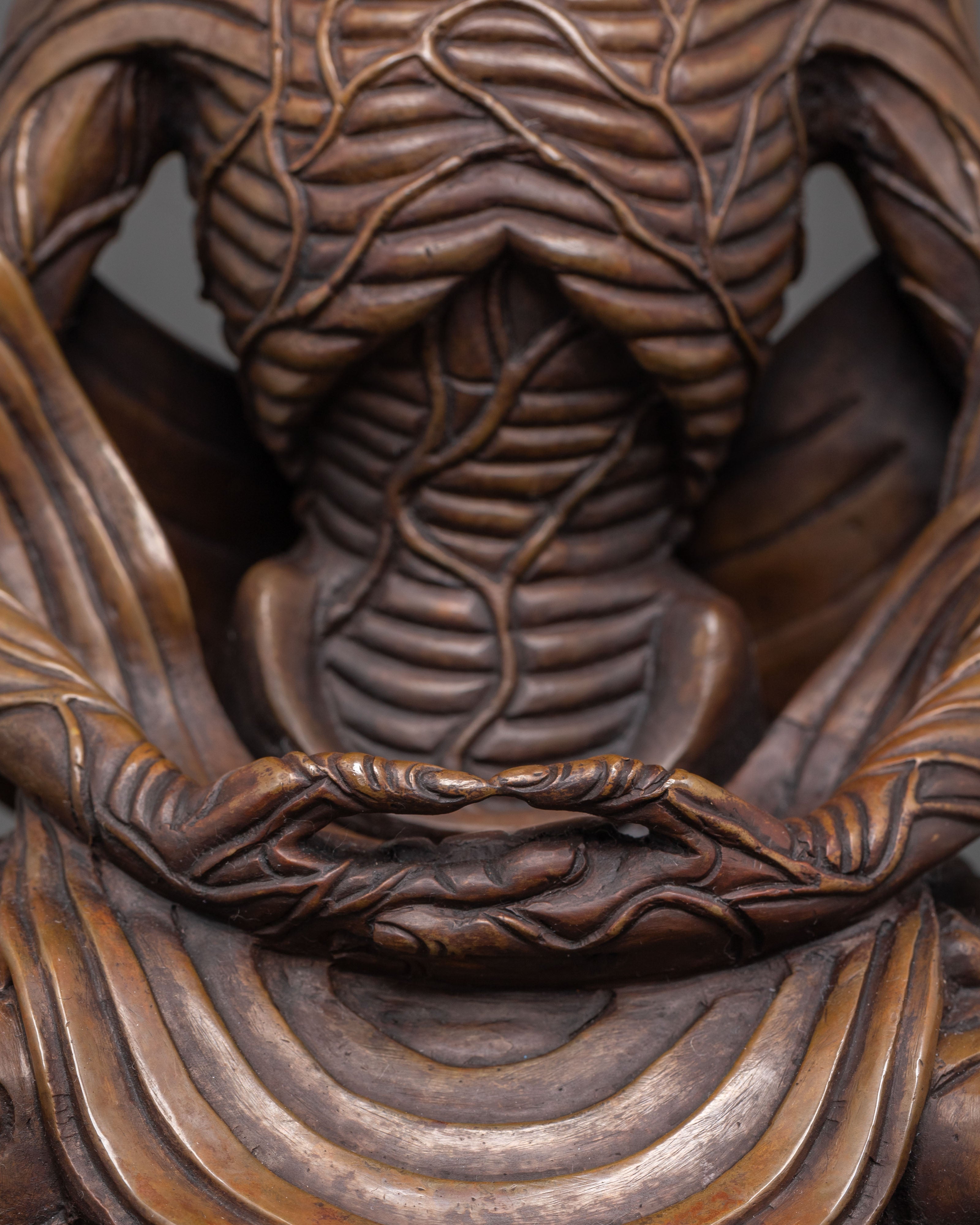 Handmade Copper Statue of Fasting Buddha | Symbol of Mindful Abstention