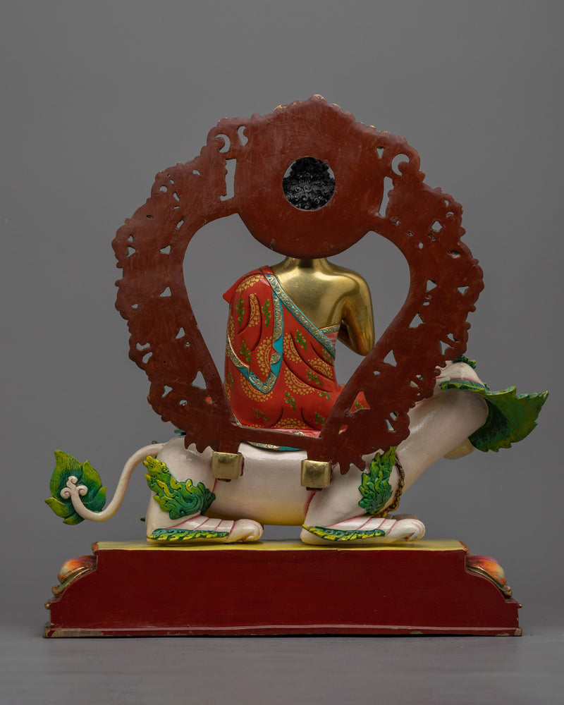 Majestic Vairocana Seated Upon Lion Sculpture | Symbol of Universal Illumination