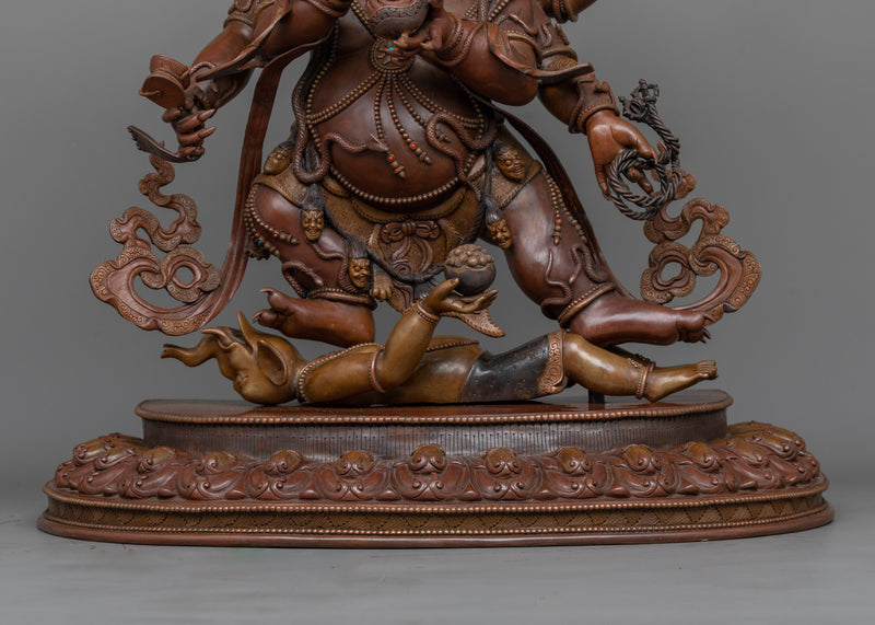 6-Armed Mahakala Oxidized Statue | Protector of the Sacred Path