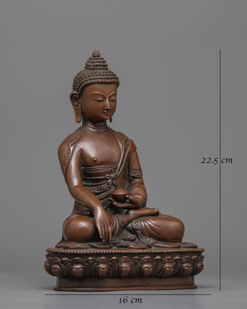 Oxidized copper shakyamuni-buddha-statue