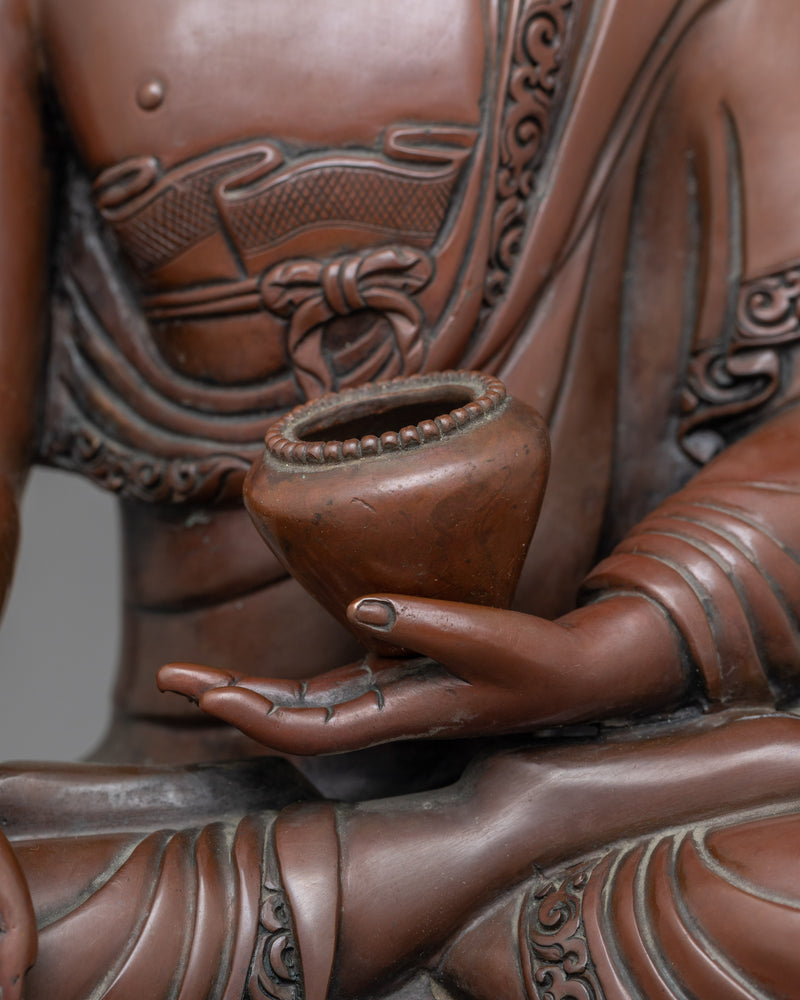 Shakyamuni Buddha Brown Sculpture for Shrine | Symbol of Enlightenment