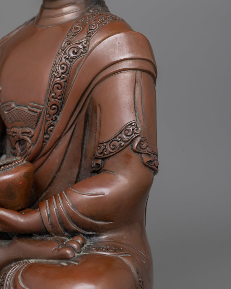 Shakyamuni Buddha Brown Sculpture for Shrine | Symbol of Enlightenment