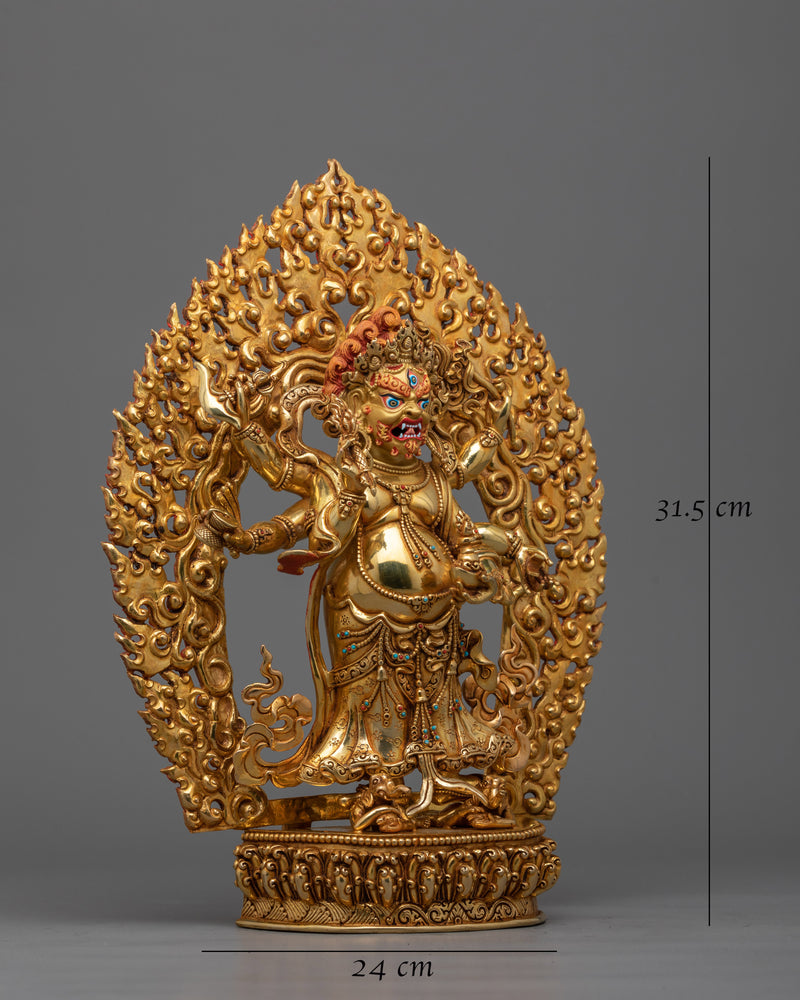 Six-Arms White Mahakala Statue | Embrace Protection and Power