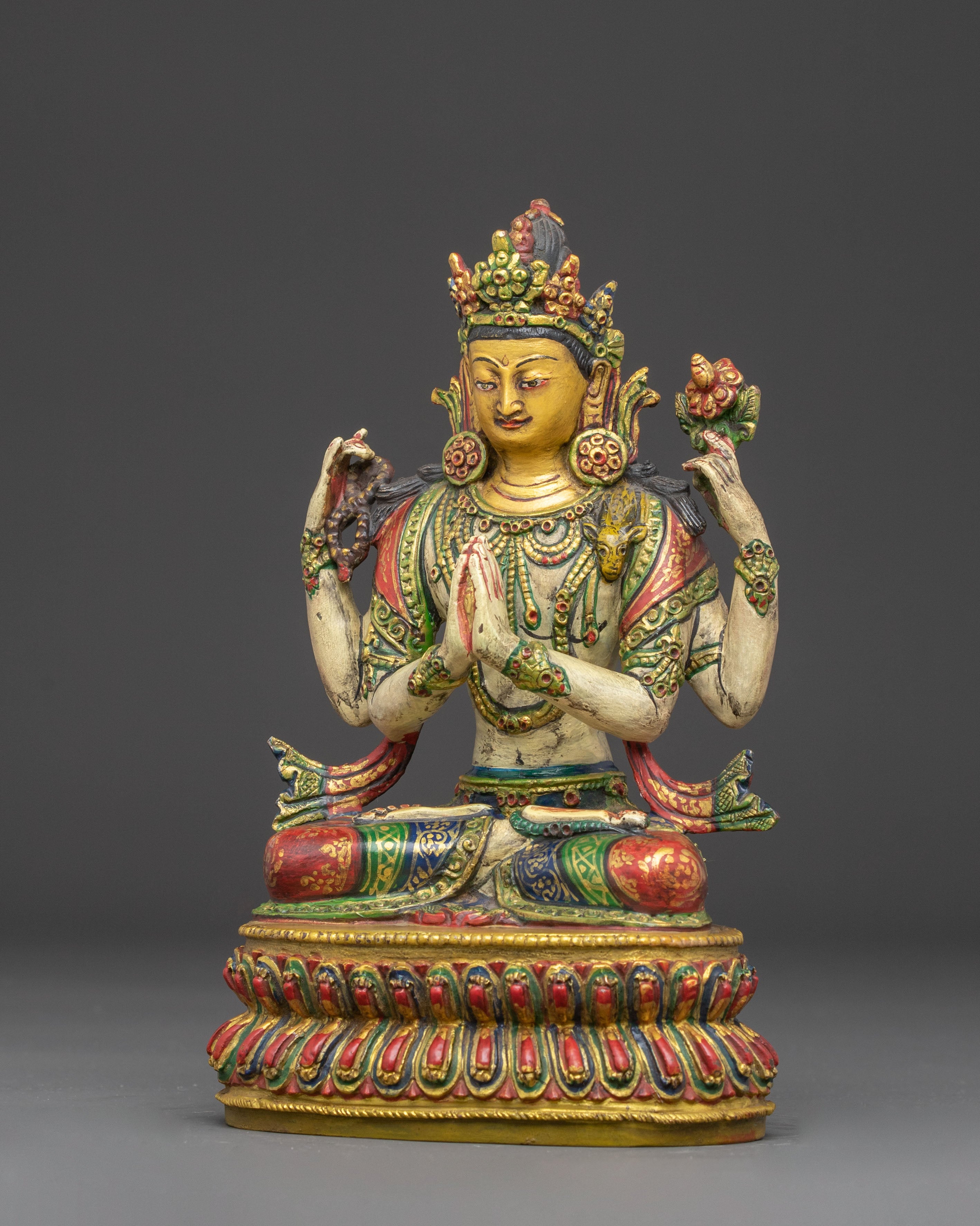 Tibetan Chenrezig Figurine: Lord of Compassion | Meditation Altar Decor
