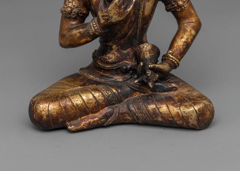 Sacred Primordial Buddha Vajrasattva Statue | Antique Finish Sculpture from Nepal