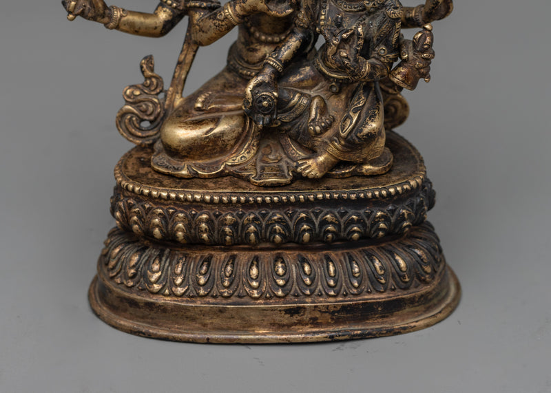 Maha Manjushri Statuette | Gold and Antique Finish Sculpture