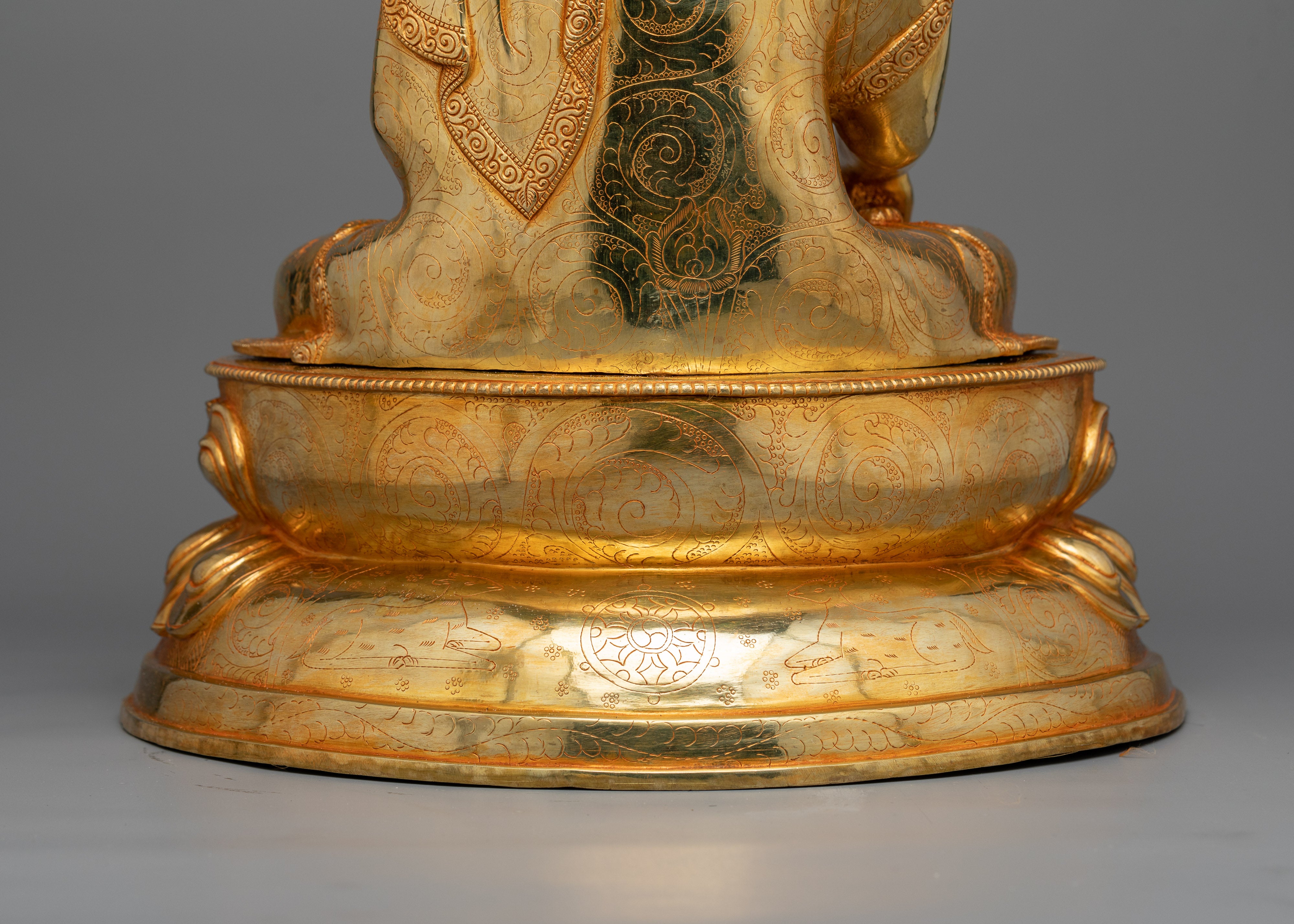 Beautiful Statue of Shakyamuni Buddha | Lavish Gold Gilded Sculpture