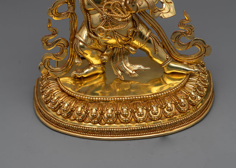 Vajra Pani Sculpture | Gold Gilded Copper Statue