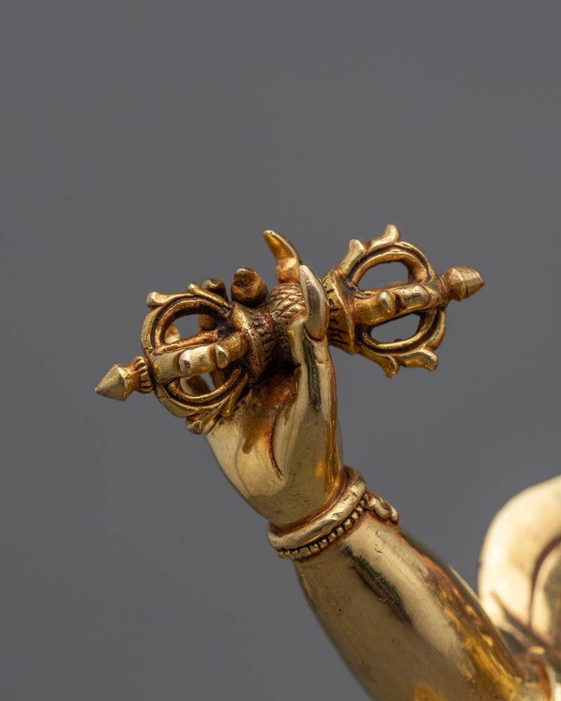 Vajra Pani Sculpture | Gold Gilded Copper Statue