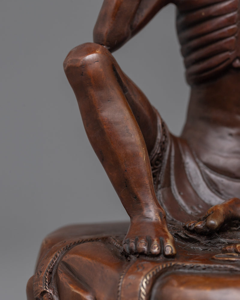 Classic Milarepa Statue | Oxidized Copper Meditation Icon