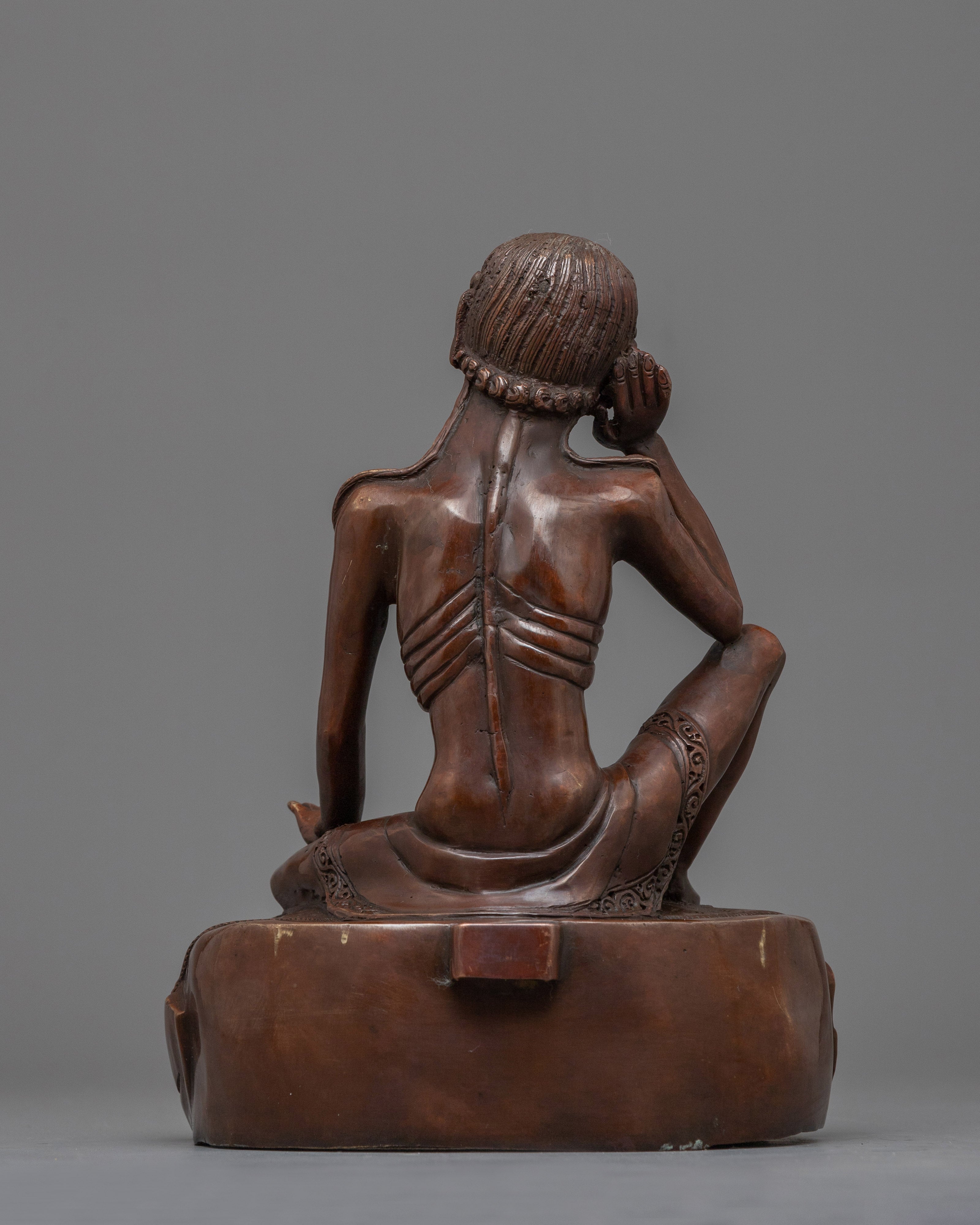 Classic Milarepa Statue | Oxidized Copper Meditation Icon