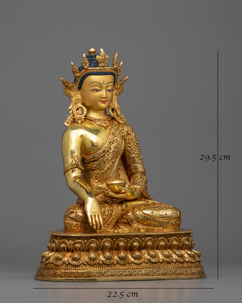 Crown Shakyamuni Buddha Gold Gilded Statue | Radiate Divine Enlightenment