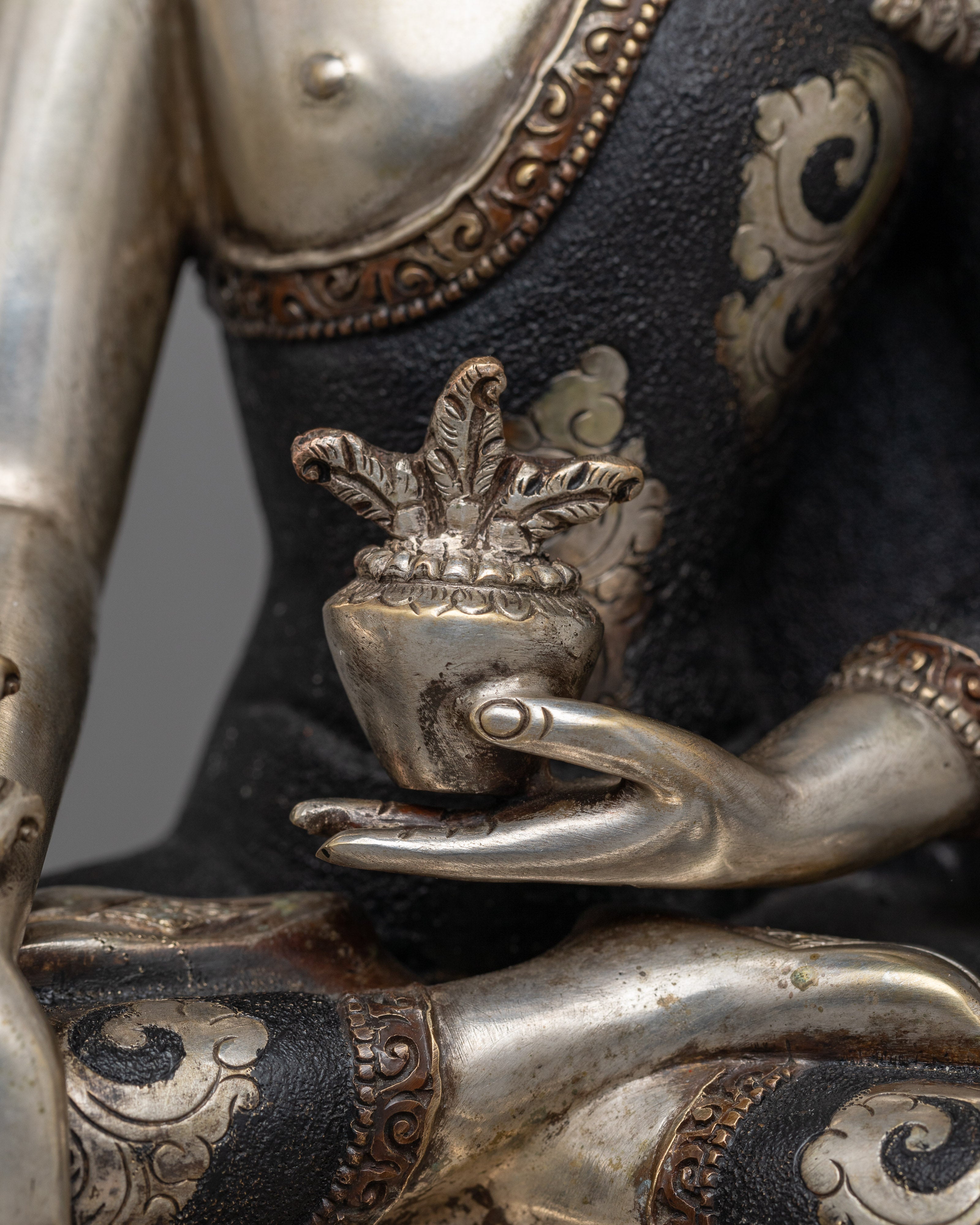 Medicine Buddha Silver Plated Figure | Discover Healing and Enlightenment