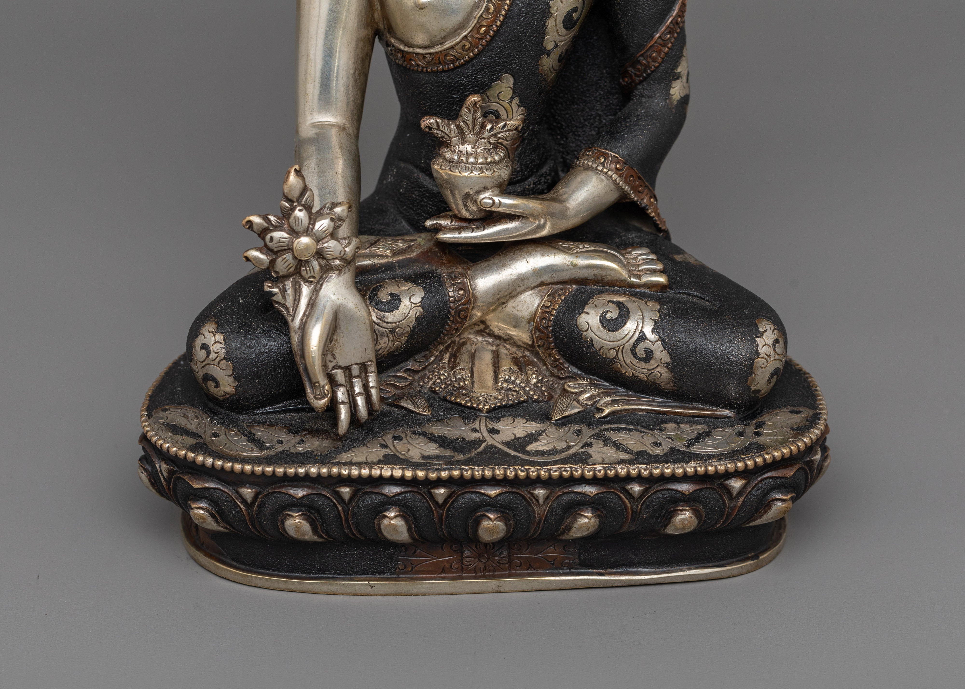 Medicine Buddha Silver Plated Figure | Discover Healing and Enlightenment