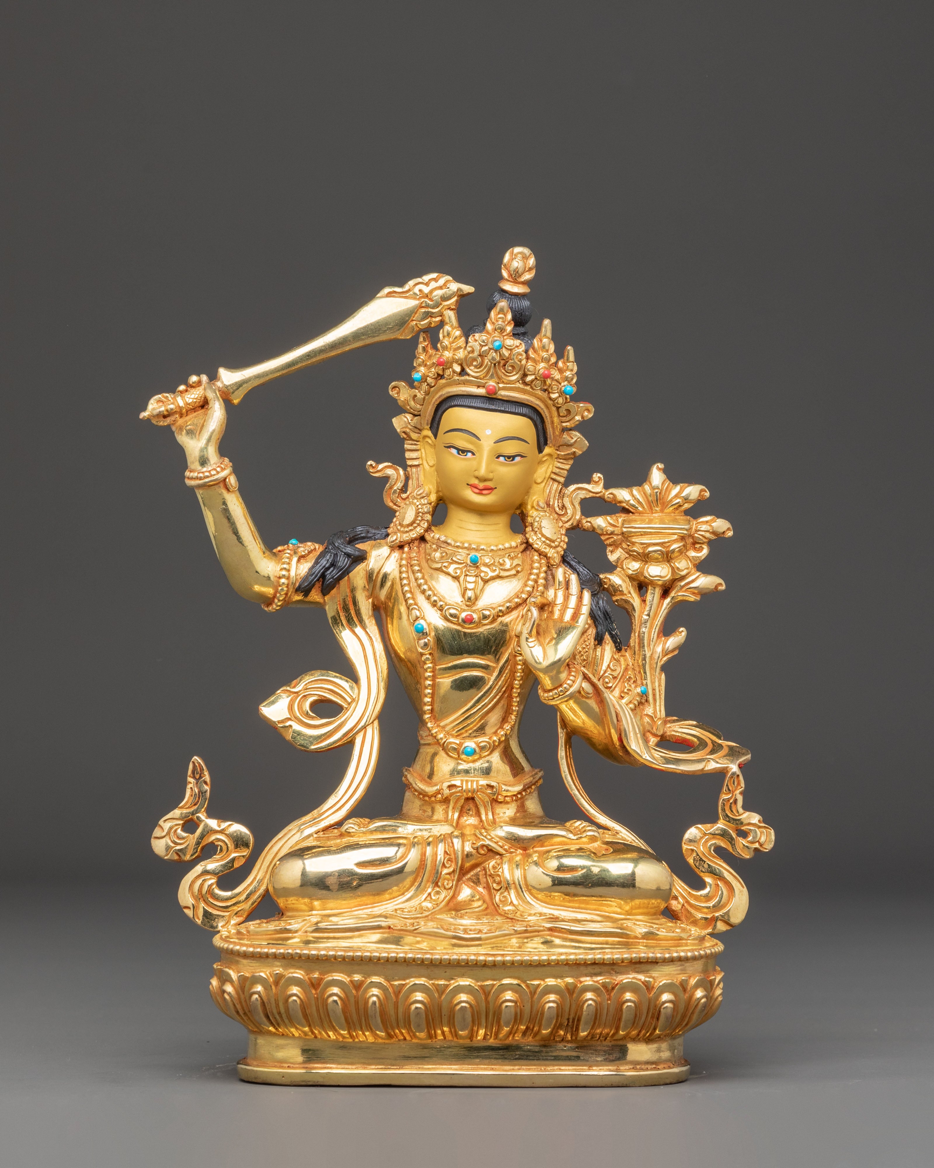 Handmade Buddhist Copper Statue of Bodhisattva Manjushri |