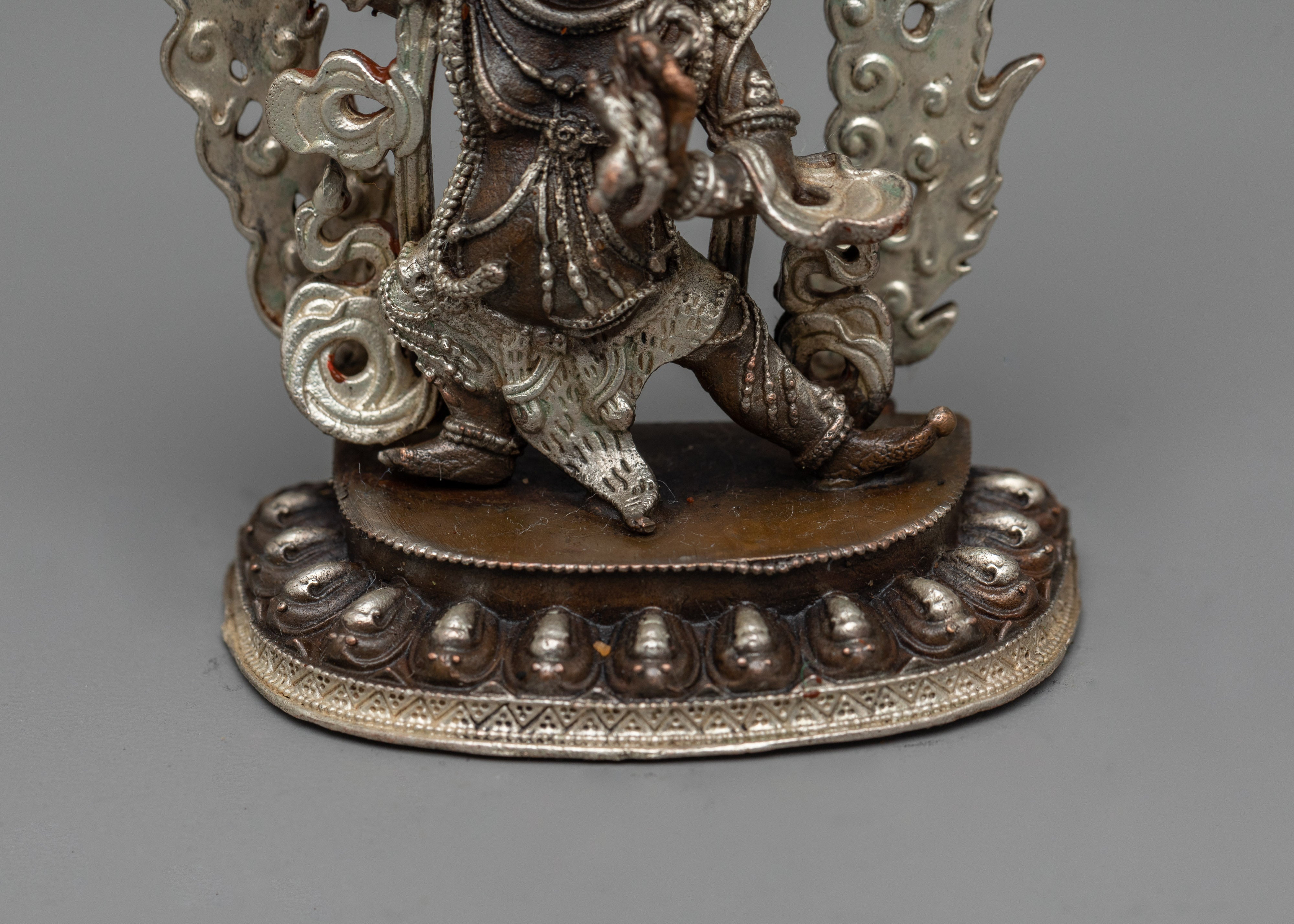 Machine-Molded Vajrapani Statue | Silver Plated Protector of the Dharma