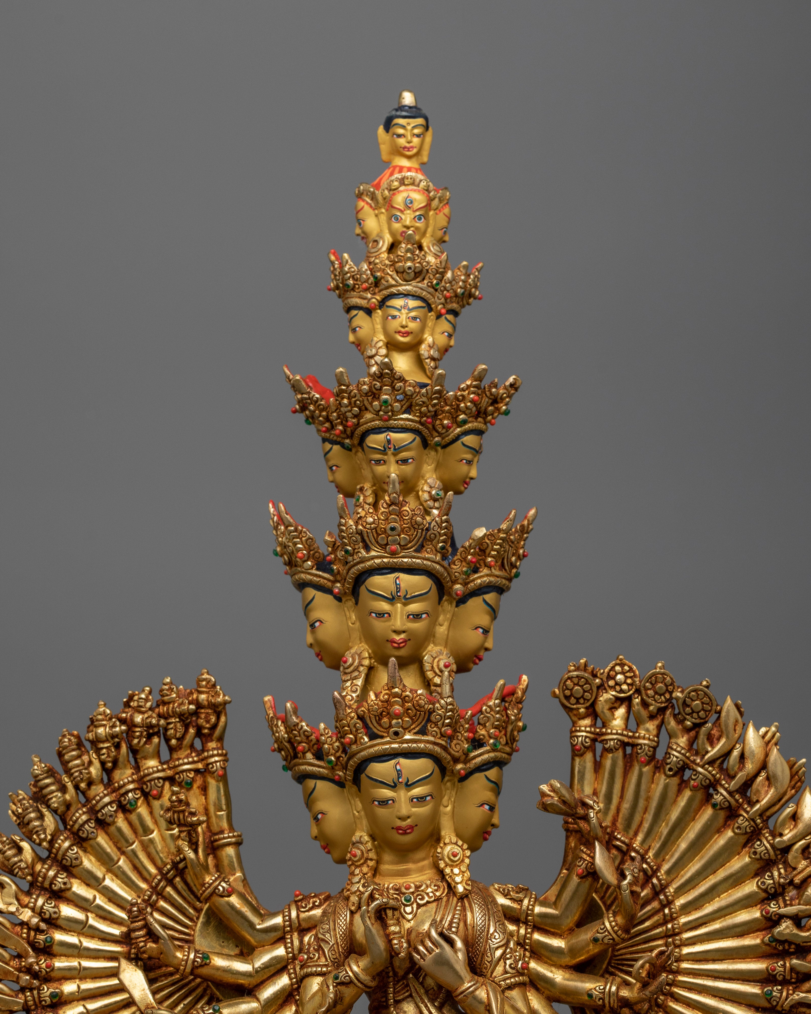 1000-Armed Dukar Statue | 24K Gold Gilded Protector of Purity