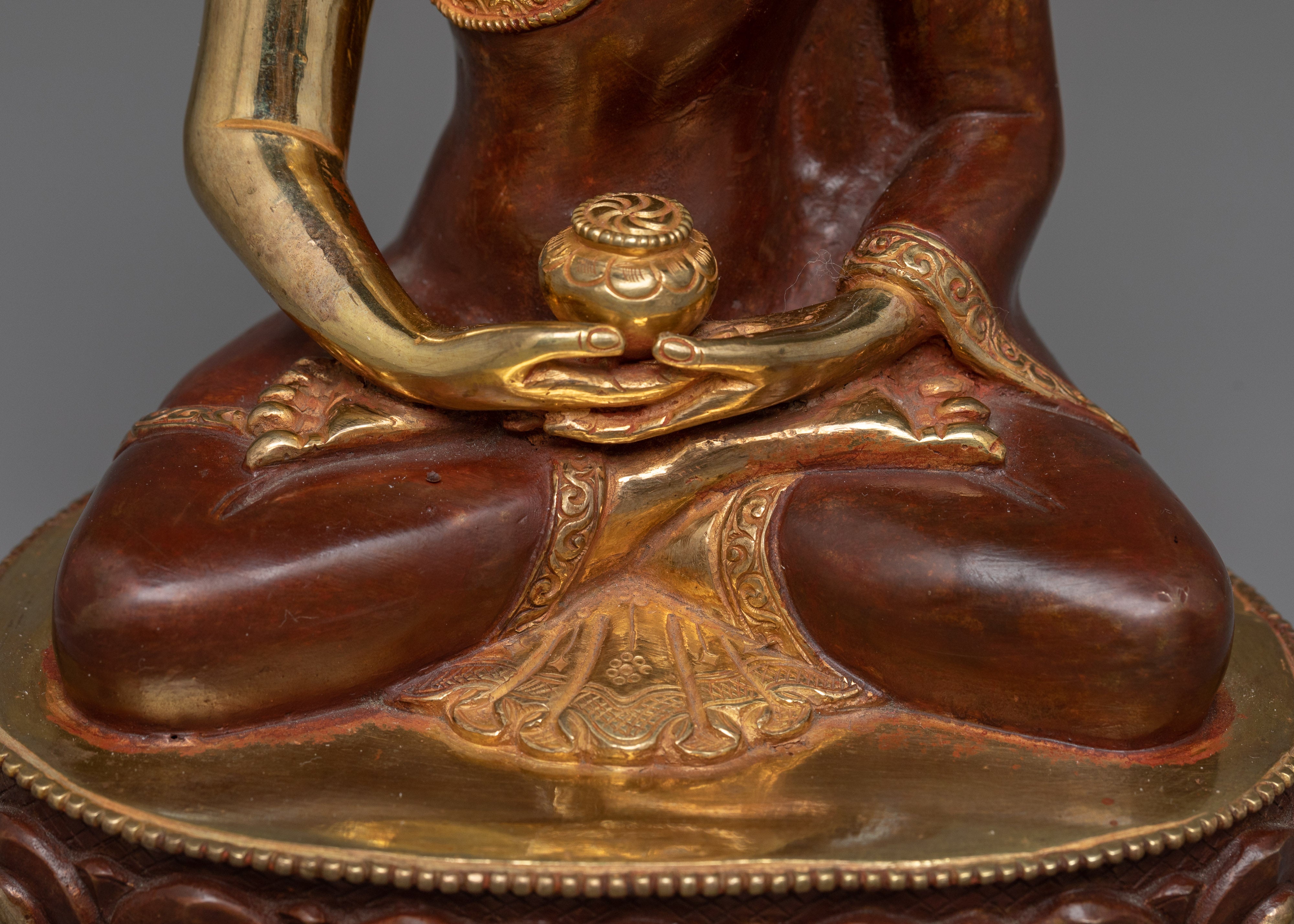 Amitabha Buddha Gold Gilded Oxidized Statue | Symbol of Infinite Light and Compassion