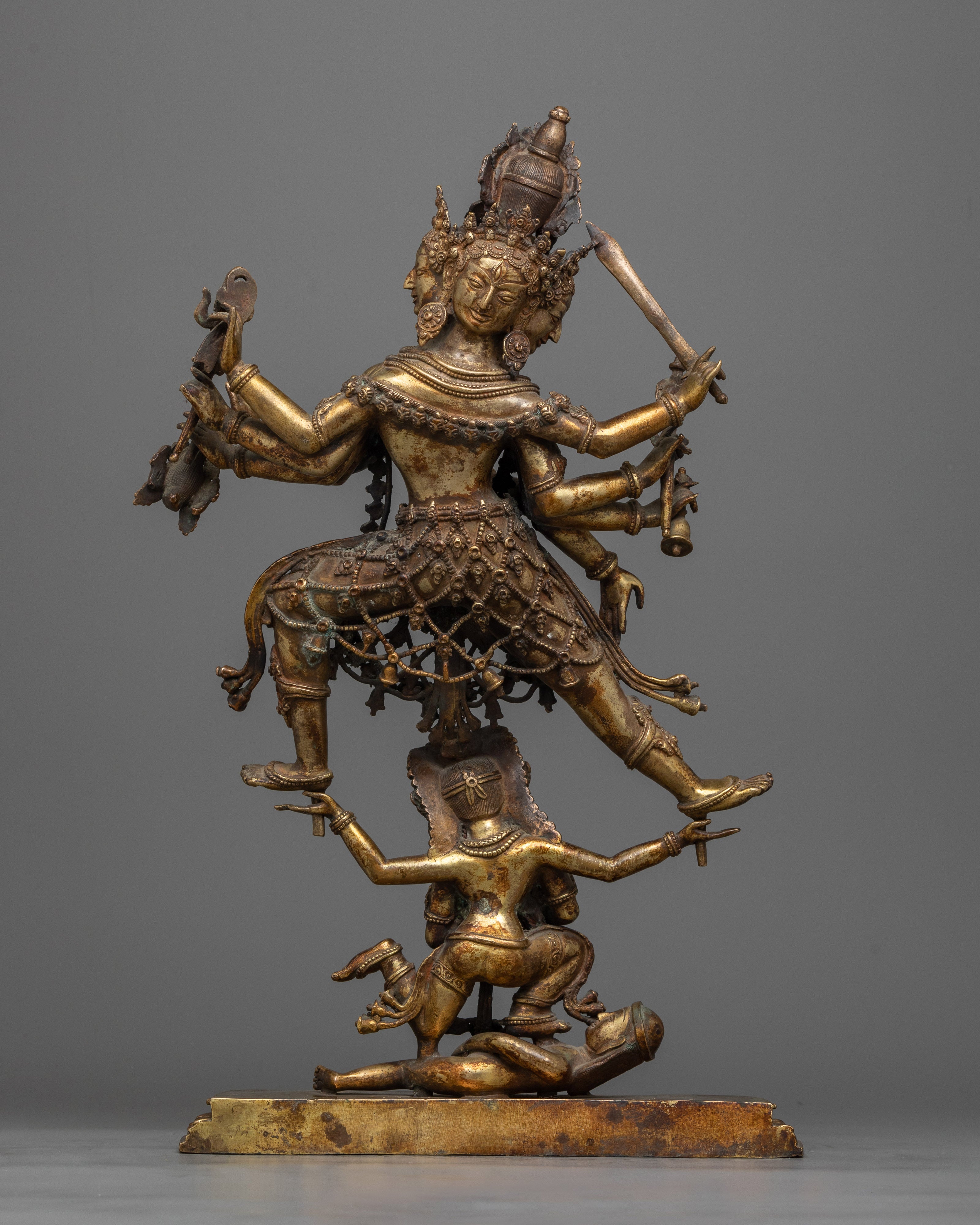 Opulent Siddhi Lakshmi Statue with Antique Copper Finish | Traditional