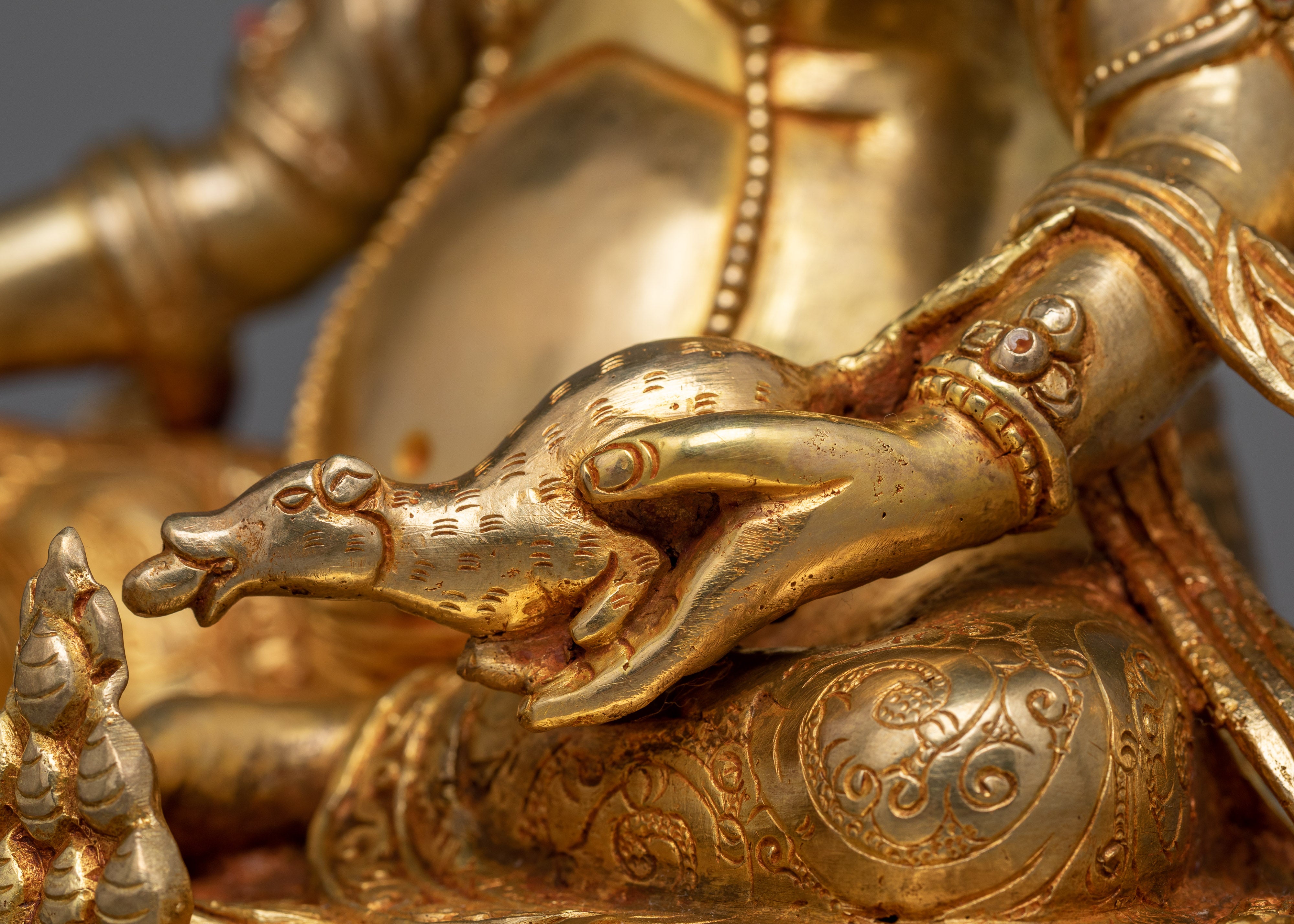 Opulent 24K Gold-Gilded Jambhala Sculpture | Handcrafted in Nepal