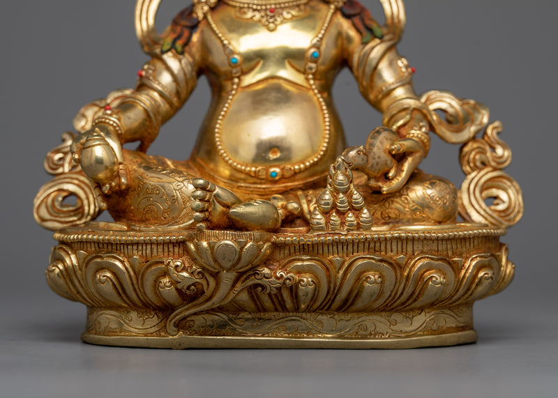 Opulent 24K Gold-Gilded Jambhala Sculpture | Handcrafted in Nepal