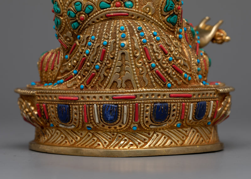 Radiant Gilt Guru Rinpoche Sculpture | Handcrafted in Nepal