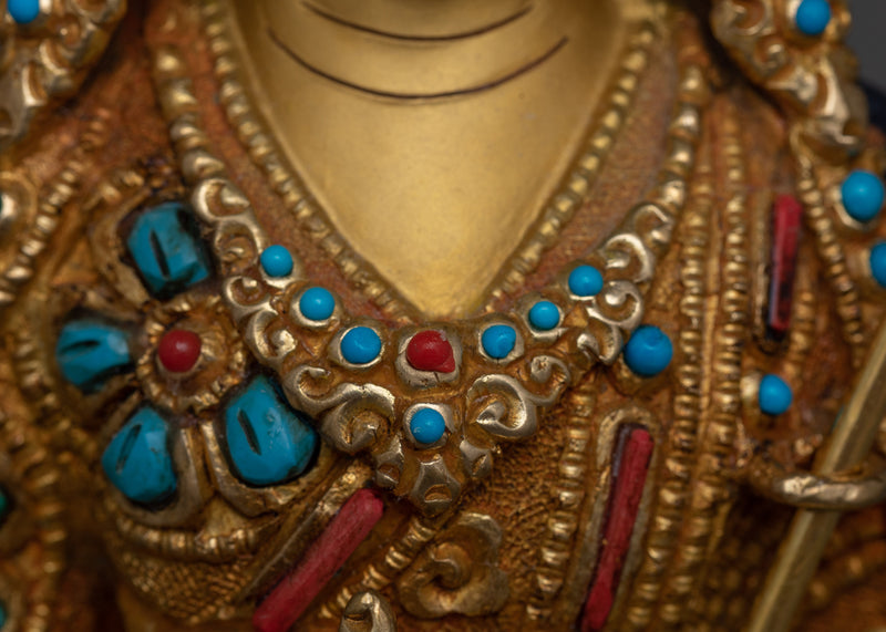 Radiant Gilt Guru Rinpoche Sculpture | Handcrafted in Nepal