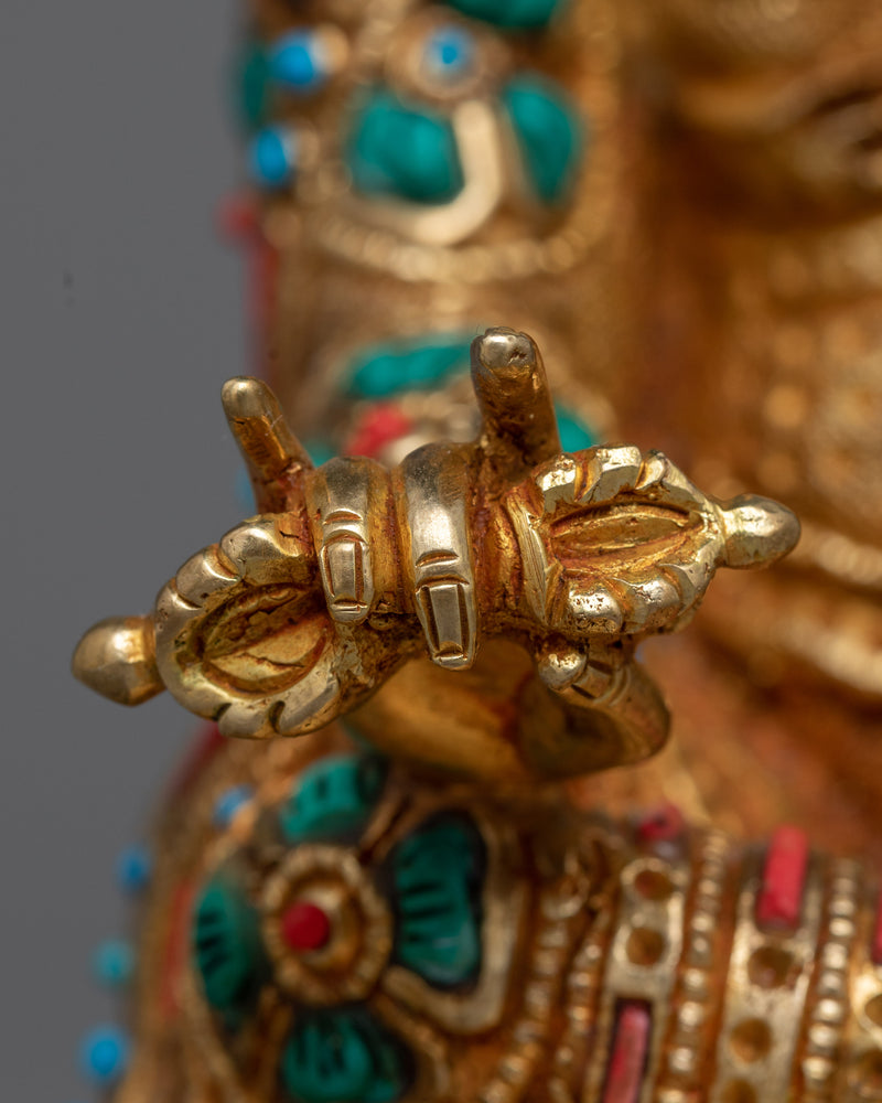 Radiant Gilt Guru Rinpoche Sculpture | Handcrafted in Nepal