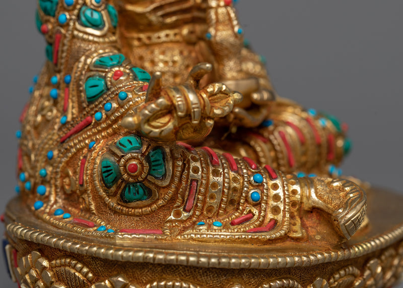 Radiant Gilt Guru Rinpoche Sculpture | Handcrafted in Nepal