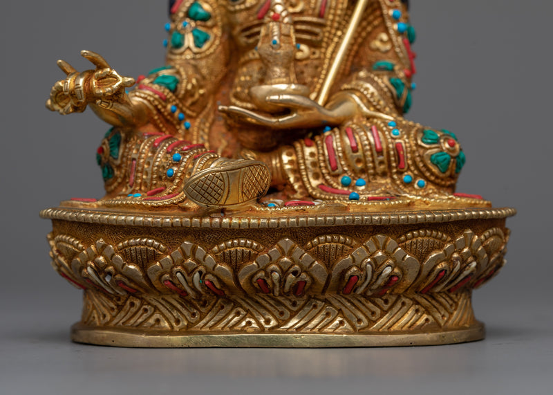 Radiant Gilt Guru Rinpoche Sculpture | Handcrafted in Nepal