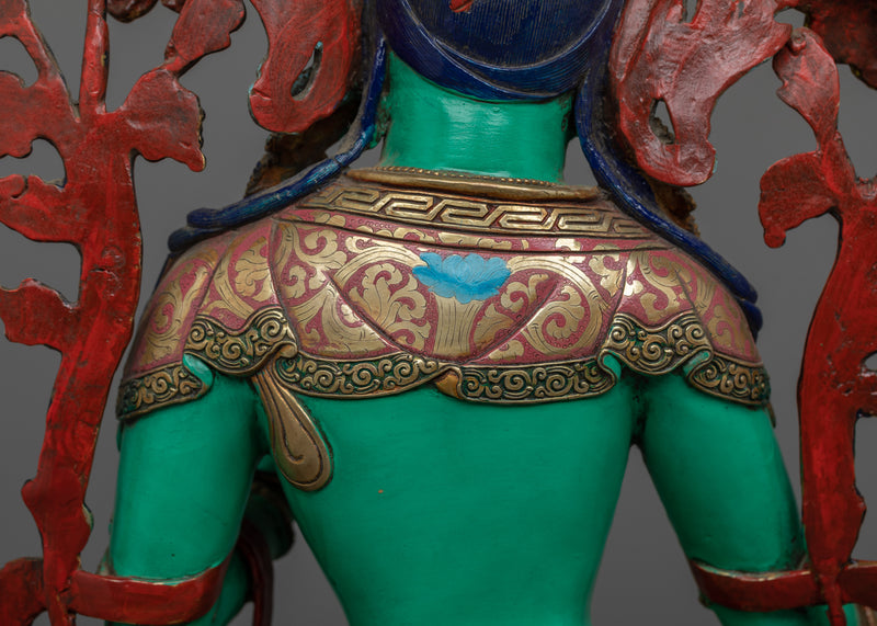Green Tara Beautiful Sculpture | Stunning 24K Gold Gilded Statue